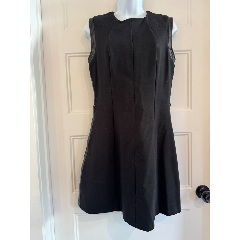 Rudsak Black Sleeveless A-Line Dress with Faux Leather Trim Size Medium LBD